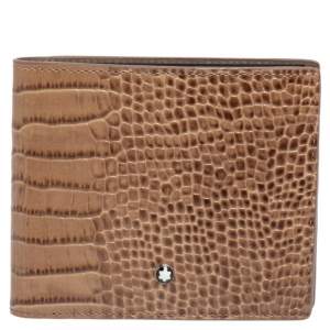Montblanc Beige Croc Embossed Leather Meisterstuck Bifold Wallet