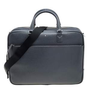 Pre Owned Montblanc Dark Grey Leather Large Sartorial Document Briefcase