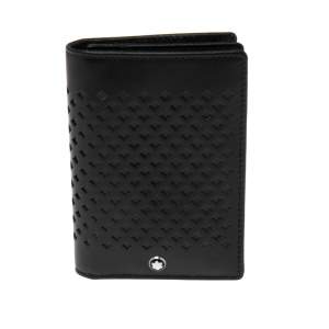 Pre Owned Montblanc Black Perforated Leather Business Card Holder