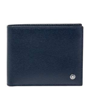 Pre Owned Montblanc Blue Leather Westside Bifold Wallet