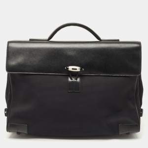 Montblanc Black Fabric and Leather Double Gusset Nightflight Briefcase