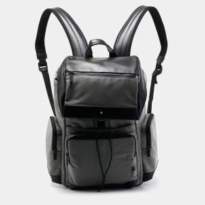 Montblanc Black/Grey Nylon and Leather Large Nightflight Backpack