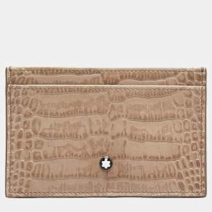 Montblanc Beige Croc Embossed Leather Business Card Holder