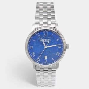 Pre Owned Montblanc Tradition MB131275 Blue Dial Stainless Steel Men's Wristwatch 40 mm