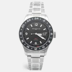 مملوكة مسبقًا Montblanc 1858 GMT 129615 Black Dial Stainless Steel Titanium Men's Wristwatch 42 mm