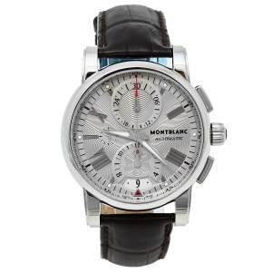 Montblanc Silver Stainless Steel & Leather Star 7104 Automatic Men's Wristwatch 44 mm