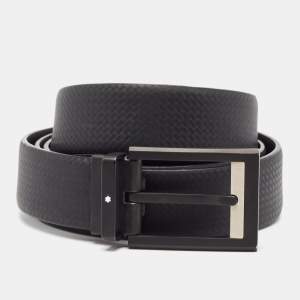 Montblanc Black Leather Cut to Size Buckle Belt 