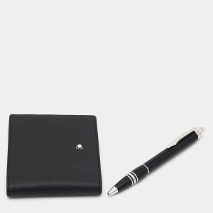 Montblanc Starwalker Resin Leather Silver Tone Pen Wallet Set