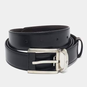 Montblanc Black/Brown Leather Cut to Size Reversible Buckle Belt
