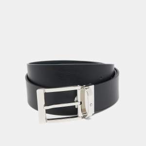 Montblanc Navy Blue/Black Leather Reversible Cut to Size Belt