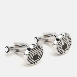 Montblanc Silver Tone Honeycomb Patterned Cufflinks