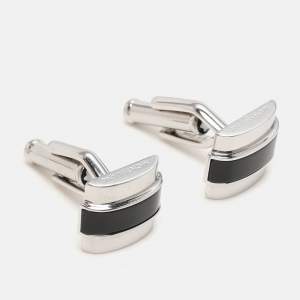 Montblanc Silver/Black Stainless Steel and Resin Cufflinks