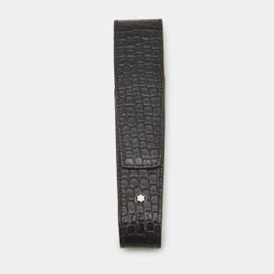 Montblanc Black Croc Embossed Leather 1 Pen Pouch