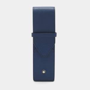 Pre Owned Montblanc Blue Leather 2 Pen Pouch Holder