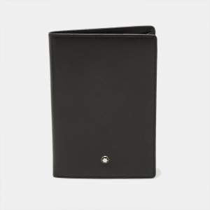 Pre Owned Montblanc Meisterstuck Passport Holder Black Leather