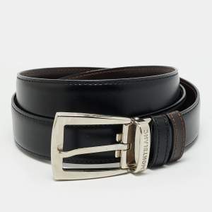 Pre Owned Montblanc Cut to Size Reversible Buckle Belt Black/Brown Leather