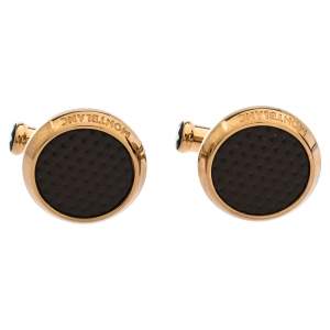 Pre Owned Montblanc Rose Gold Tone Patterned Inlay Meisterstück Cufflinks