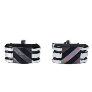 Montblanc Stripes Mother of pearl & Onyx Stainless Steel Rectangular Cufflinks
