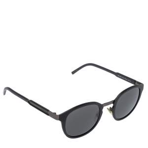 Pre Owned Montblanc Matte Black/ Grey MB590S Round Sunglasses