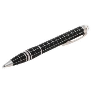 Pre Owned Montblanc Starwalker Black Rubber Grid Silver Tone Rollerball Pen