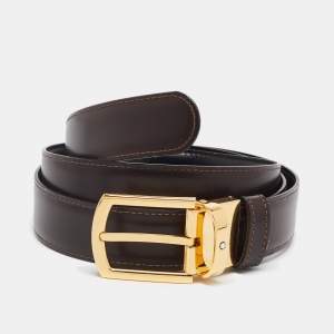Montblanc Brown/Black Leather Cut to Size Reversible Belt