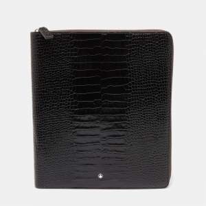 Pre Owned Montblanc Black Croc Embossed Leather Meisterstück Zip Agenda Cover