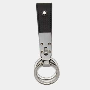 Pre Owned Montblanc Extreme Black Leather 2 Rings Key Fob