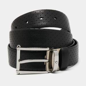 Montblanc Black Perforated Leather Cut to Size Buckle Belt