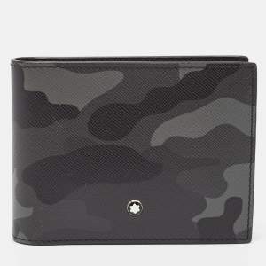 Montblanc Grey Camouflage Leather Sartorial 4CC Money Clip Wallet