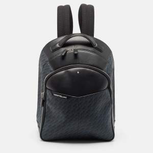 Montblanc Black/Blue Monogram Coated Canvas and Leather Backpack