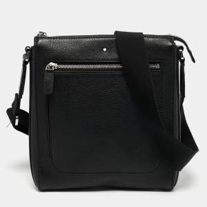 Montblanc Black Leather Meisterstuck Messenger Bag
