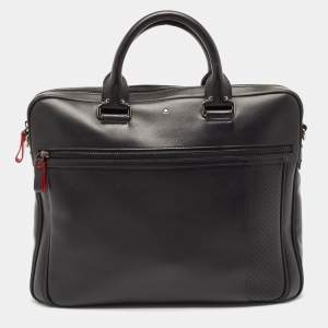 Montblanc Black/Red Leather Urban Racing Spirit Briefcase Bag