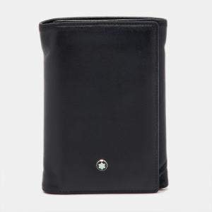 Pre Owned Montblanc Black Leather Meisterstuck Business Card Holder 9CC Trifold Wallet 