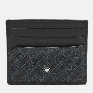 Montblanc Black/Blue Coated Canvas and Leather M Gram Card Holder
