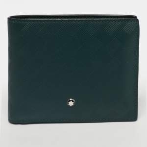 Pre Owned Montblanc Green Textured Leather Extreme 3.0 Bifold Wallet