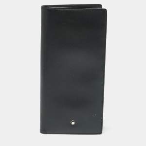 Pre Owned Montblanc Black Leather Meisterstuck Bifold Long Wallet