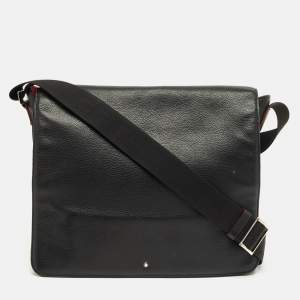 Pre Owned Montblanc Black Leather Meisterstuck Messenger Bag