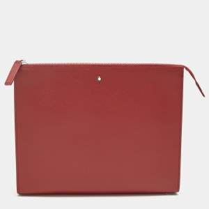 مملوكة مسبقًا Montblanc Sactorial Red Leather Zip Pouch