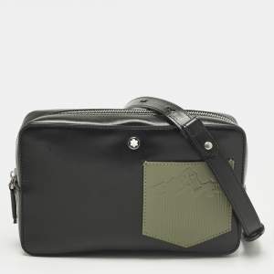 مملوكة مسبقًا Montblanc Meisterstück Mini Black/Green Leather Clutch Bag