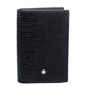 Montblanc Black Croc Embossed Leather Meisterstuck Bifold Card Holder