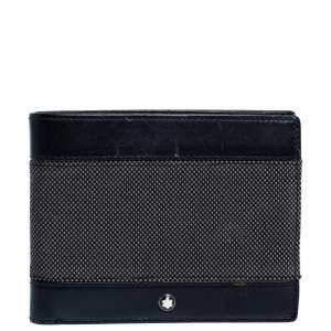 Montblanc Grey/Black Canvas and Leather Meisterstuck Bifold Wallet