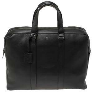 Pre Owned Montblanc Black Soft Grained Leather Meisterstuck Document Briefcase