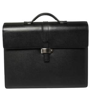 Montblanc Black Textured Leather Westside Triple Gusset Briefcase