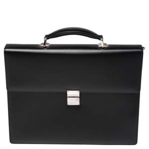 Montblanc Black Leather Meisterstück Double Gusset Briefcase