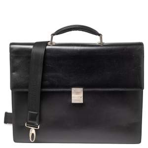 Pre Owned Montblanc Black Leather Meisterstuck Double Gusset Briefcase