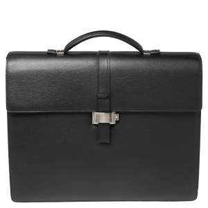 Pre Owned Montblanc Black Leather Westside Triple Gusset Briefcase