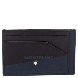 Pre Owned Montblanc Blue/Black Leather Card Holder 