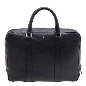 Pre Owned Montblanc Black Soft Grained Leather Meisterstück Document Briefcase