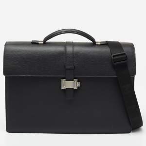 Montblanc Black Leather 4810 Westside Double Gusset Briefcase Bag