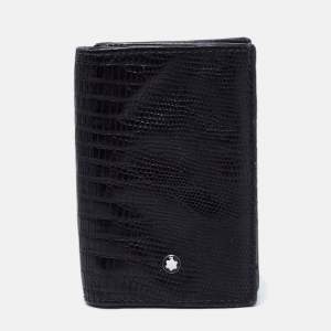 Montblanc Black Lizard Embossed Leather Meisterstuck Bifold Card Holder
